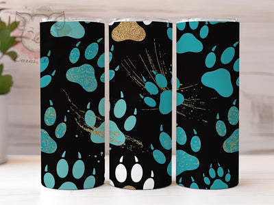 Dog Lover Paw Print Tumbler, Dog Lover, Pet Theme, Animal Pattern, Cute Design, 20Oz Tumbler, Sublimation Wrap Sublimation Lara' s Designs 