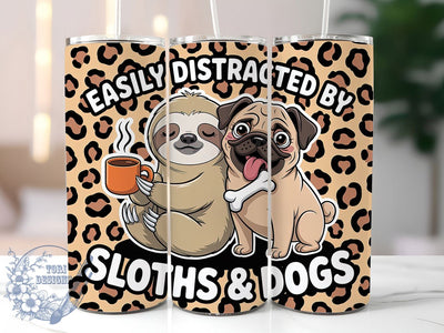 Dog Lover Sloth 20oz Tumbler, Dog Lover Wrap, Funny Sublimation Design, Humor Quote PNG, Cute Animal Tumbler Wrap, 20oz Tumbler Sublimation ToriDesigns 