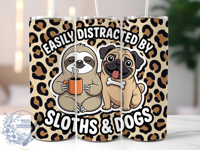 Dog Lover Sloth 20oz Tumbler, Dog Lover Wrap, Funny Sublimation Design, Humor Quote PNG, Cute Animal Tumbler Wrap, 20oz Tumbler Sublimation ToriDesigns 