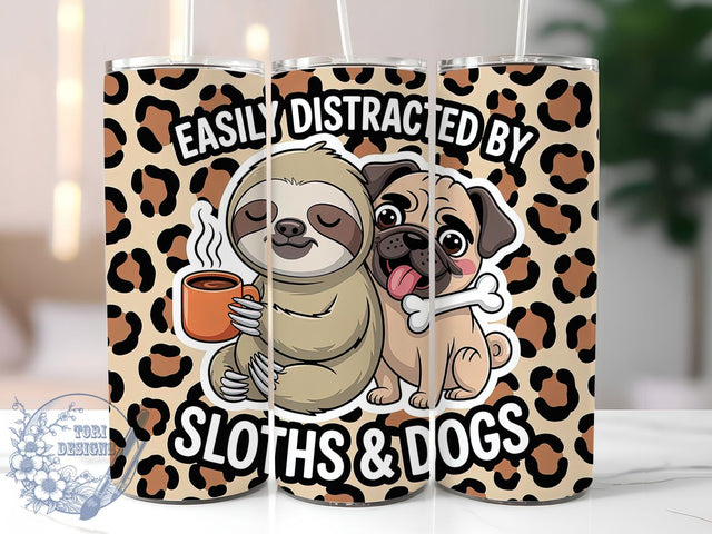 Dog Lover Sloth 20oz Tumbler, Dog Lover Wrap, Funny Sublimation Design, Humor Quote PNG, Cute Animal Tumbler Wrap, 20oz Tumbler Sublimation ToriDesigns 
