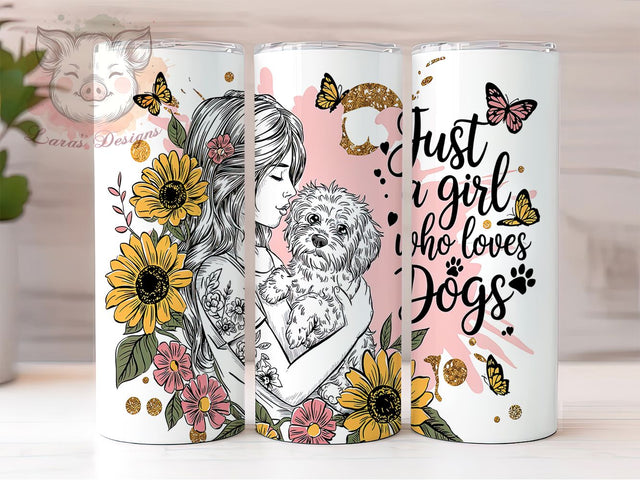 Dog Lover Tattoo Girl 20oz Tumbler, Tattoo Girl Tumbler, Just a Girl Who Loves Dogs, 20oz Tumbler Wrap, Sublimation Tumbler Design, Pet Lover Tumbler, Digital Download Sublimation Lara' s Designs 