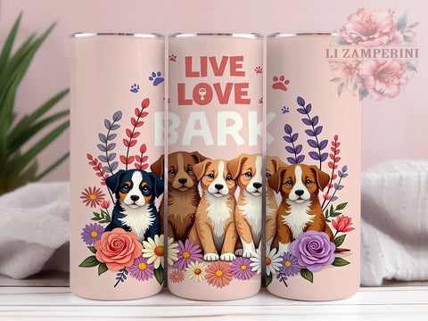 Dog Lover Tumbler, Live Love Bark, Pet Owner Gift, Inspirational Drinkware, Sublimation Design, Dog Mom Mug, Animal Lover Gift Sublimation Li Zamperini 