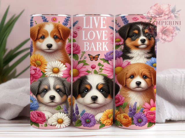 Dog Lover Tumbler, Live Love Bark, Pet Owner Gift, Inspirational Drinkware, Sublimation Design, Dog Mom Mug, Animal Lover Gift Sublimation Li Zamperini 
