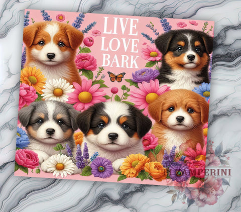 Dog Lover Tumbler, Live Love Bark, Pet Owner Gift, Inspirational Drinkware, Sublimation Design, Dog Mom Mug, Animal Lover Gift Sublimation Li Zamperini 
