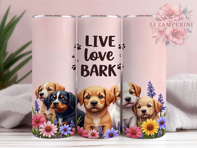 Dog Lover Tumbler, Live Love Bark, Pet Owner Gift, Inspirational Drinkware, Sublimation Design, Dog Mom Mug, Animal Lover Gift Sublimation Li Zamperini 