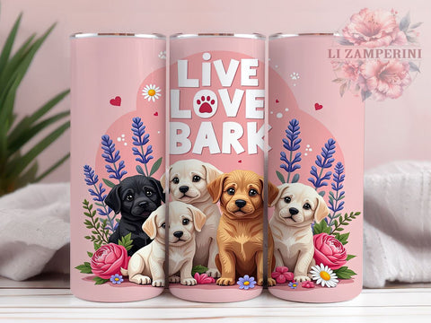 Dog Lover Tumbler, Live Love Bark, Pet Owner Gift, Inspirational Drinkware, Sublimation Design, Dog Mom Mug, Animal Lover Gift Sublimation Li Zamperini 
