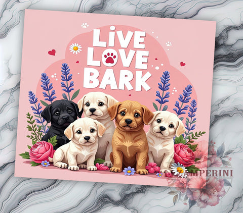Dog Lover Tumbler, Live Love Bark, Pet Owner Gift, Inspirational Drinkware, Sublimation Design, Dog Mom Mug, Animal Lover Gift Sublimation Li Zamperini 