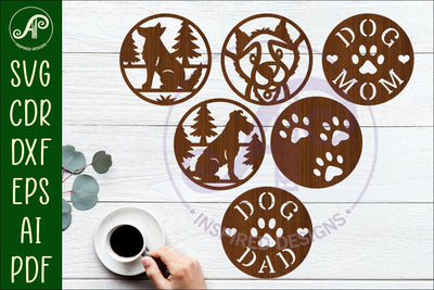 Dog lovers Coasters, laser cut out 1 SVG APInspireddesigns 