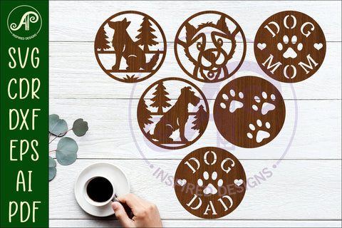Dog lovers Coasters, laser cut out 1 SVG APInspireddesigns 
