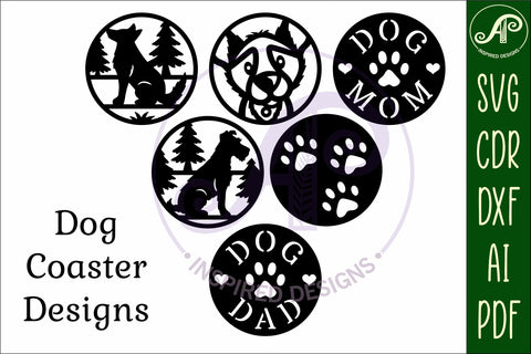 Dog lovers Coasters, laser cut out 1 SVG APInspireddesigns 