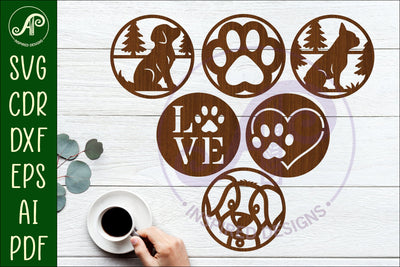 Dog lovers Coasters, laser cut out 2 SVG APInspireddesigns 