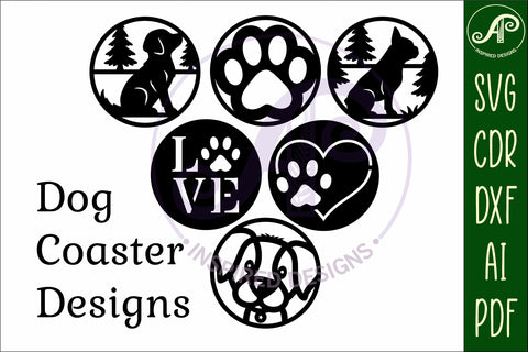 Dog lovers Coasters, laser cut out 2 SVG APInspireddesigns 