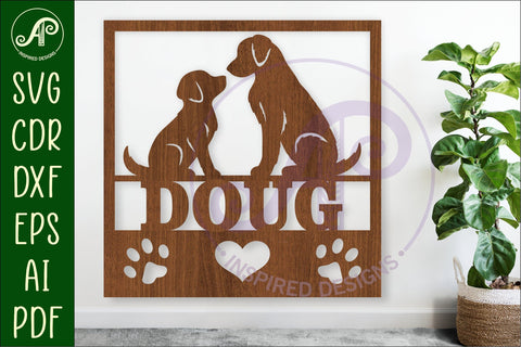 Dog lovers square named wall sign or card topper svg SVG APInspireddesigns 