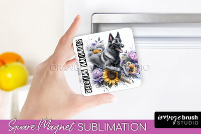 Dog Magnet Sublimation - Dog Mom Floral Magnet PNG Design Sublimation OrangeBrushStudio 