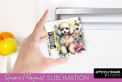Dog Magnet Sublimation - Dog Mom Floral Magnet PNG Design Sublimation OrangeBrushStudio 