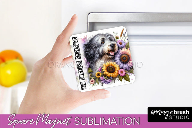 Dog Magnet Sublimation - Dog Mom Floral Magnet PNG Design Sublimation OrangeBrushStudio 