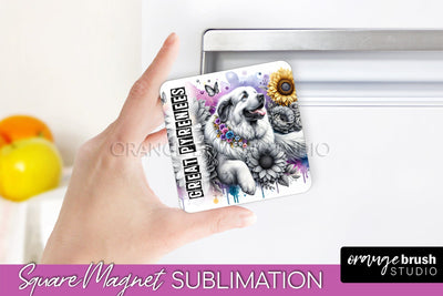 Dog Magnet Sublimation - Dog Mom Floral Magnet PNG Design Sublimation OrangeBrushStudio 