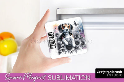 Dog Magnet Sublimation - Dog Mom Floral Magnet PNG Design Sublimation OrangeBrushStudio 