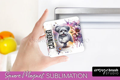 Dog Magnet Sublimation - Dog Mom Floral Magnet PNG Design Sublimation OrangeBrushStudio 