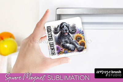 Dog Magnet Sublimation - Dog Mom Floral Magnet PNG Design Sublimation OrangeBrushStudio 