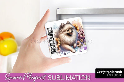 Dog Magnet Sublimation - Dog Mom Floral Magnet PNG Design Sublimation OrangeBrushStudio 