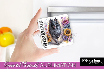 Dog Magnet Sublimation - Dog Mom Floral Magnet PNG Design Sublimation OrangeBrushStudio 