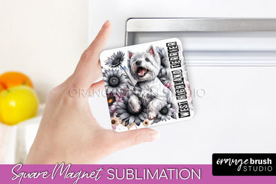 Dog Magnet Sublimation - Dog Mom Floral Magnet PNG Design Sublimation OrangeBrushStudio 