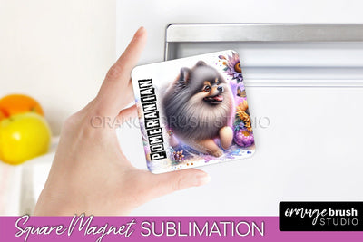 Dog Magnet Sublimation - Dog Mom Floral Magnet PNG Design Sublimation OrangeBrushStudio 