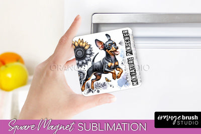 Dog Magnet Sublimation - Dog Mom Floral Magnet PNG Design Sublimation OrangeBrushStudio 