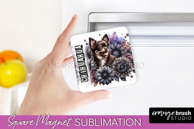 Dog Magnet Sublimation - Dog Mom Floral Magnet PNG Design Sublimation OrangeBrushStudio 