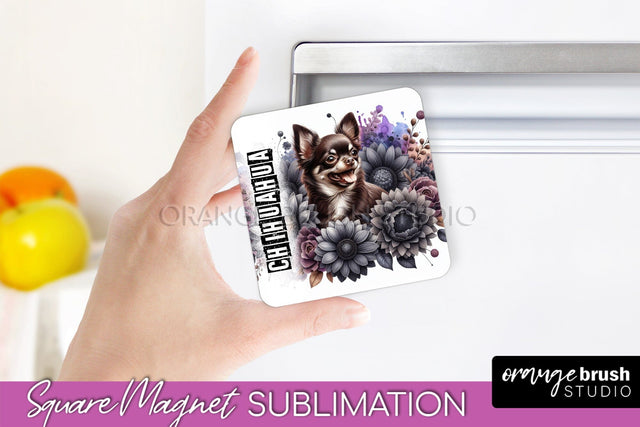 Dog Magnet Sublimation - Dog Mom Floral Magnet PNG Design Sublimation OrangeBrushStudio 