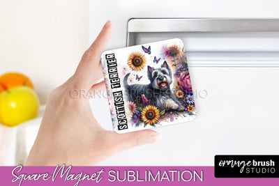 Dog Magnet Sublimation - Dog Mom Floral Magnet PNG Design Sublimation OrangeBrushStudio 