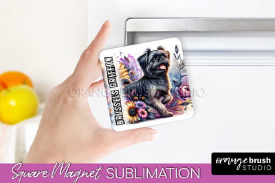 Dog Magnet Sublimation - Dog Mom Floral Magnet PNG Design Sublimation OrangeBrushStudio 