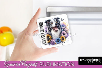 Dog Magnet Sublimation - Dog Mom Floral Magnet PNG Design Sublimation OrangeBrushStudio 