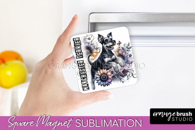 Dog Magnet Sublimation - Dog Mom Floral Magnet PNG Design Sublimation OrangeBrushStudio 