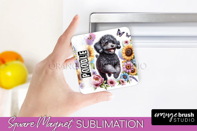 Dog Magnet Sublimation - Dog Mom Floral Magnet PNG Design Sublimation OrangeBrushStudio 