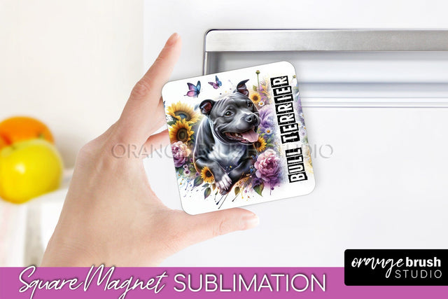 Dog Magnet Sublimation - Dog Mom Floral Magnet PNG Design Sublimation OrangeBrushStudio 
