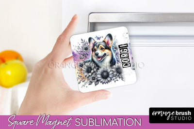 Dog Magnet Sublimation - Dog Mom Floral Magnet PNG Design Sublimation OrangeBrushStudio 