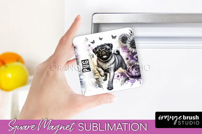 Dog Magnet Sublimation - Dog Mom Floral Magnet PNG Design Sublimation OrangeBrushStudio 