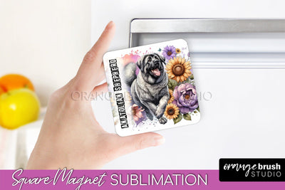 Dog Magnet Sublimation - Dog Mom Floral Magnet PNG Design Sublimation OrangeBrushStudio 