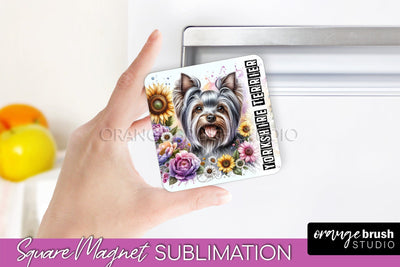 Dog Magnet Sublimation - Dog Mom Floral Magnet PNG Design Sublimation OrangeBrushStudio 