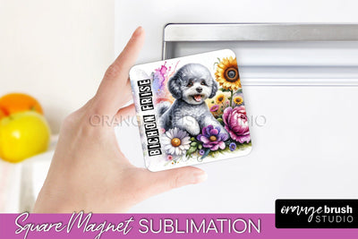 Dog Magnet Sublimation - Dog Mom Floral Magnet PNG Design Sublimation OrangeBrushStudio 