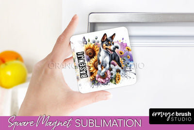 Dog Magnet Sublimation - Dog Mom Floral Magnet PNG Design Sublimation OrangeBrushStudio 