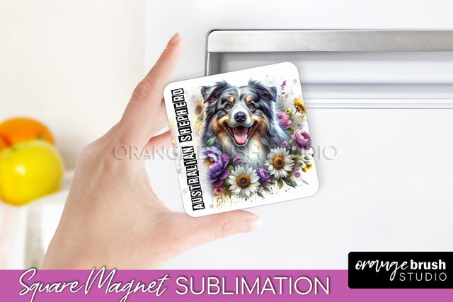 Dog Magnet Sublimation - Dog Mom Floral Magnet PNG Design Sublimation OrangeBrushStudio 