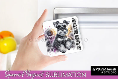 Dog Magnet Sublimation - Dog Mom Floral Magnet PNG Design Sublimation OrangeBrushStudio 