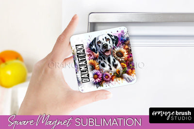 Dog Magnet Sublimation - Dog Mom Floral Magnet PNG Design Sublimation OrangeBrushStudio 