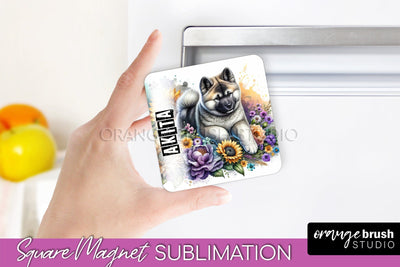 Dog Magnet Sublimation - Dog Mom Floral Magnet PNG Design Sublimation OrangeBrushStudio 