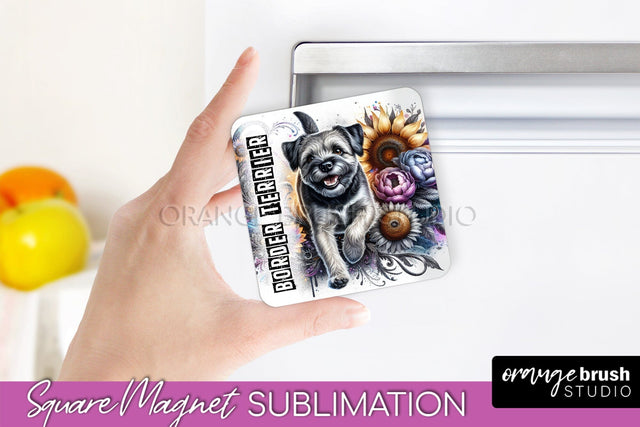 Dog Magnet Sublimation - Dog Mom Floral Magnet PNG Design Sublimation OrangeBrushStudio 