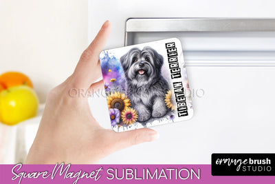 Dog Magnet Sublimation - Dog Mom Floral Magnet PNG Design Sublimation OrangeBrushStudio 