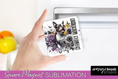 Dog Magnet Sublimation - Dog Mom Floral Magnet PNG Design Sublimation OrangeBrushStudio 